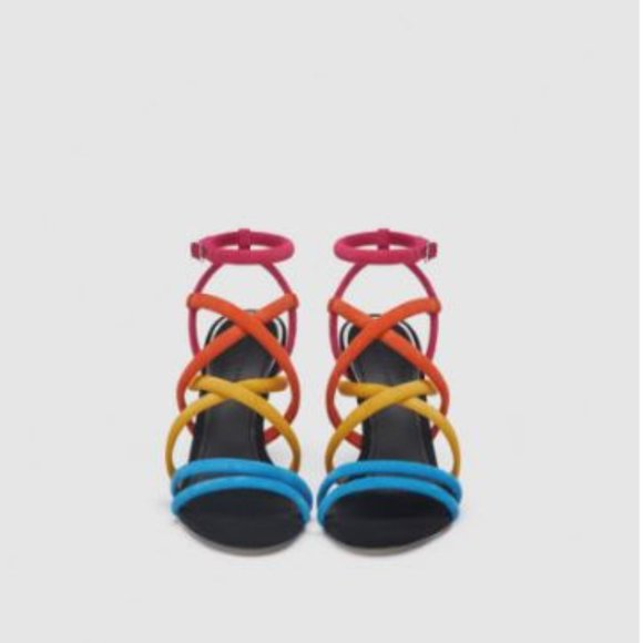 ZARA MULTICOLOR GENUINE SUEDE SANDALS, NEW, SZ. 7 1/2 - Picture 2 of 6
